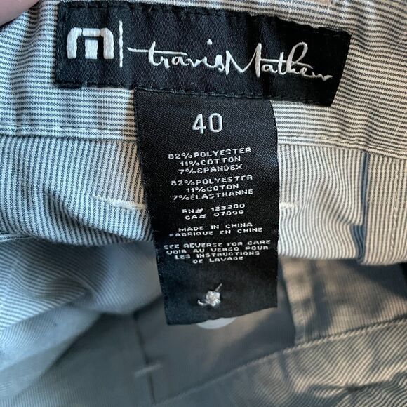 Travis Mathew Shorts Mens 40 Gray Striped Golf Performance Chino Stretch 10" - Picture 8 of 11